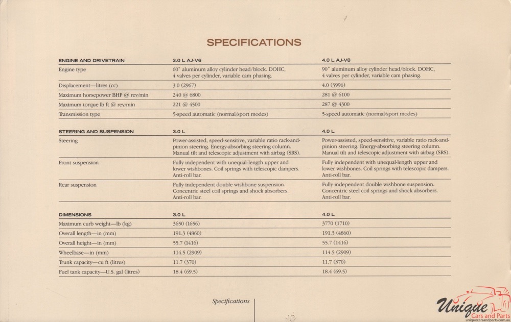 1999 Jaguar Model Lineup Brochure Page 8
